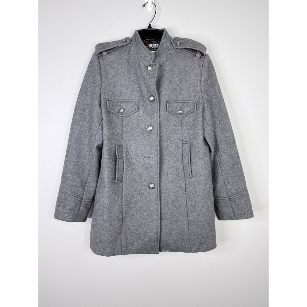Morgan De Toi Women's Medium Grey Vintage Military Style Star Button Coat